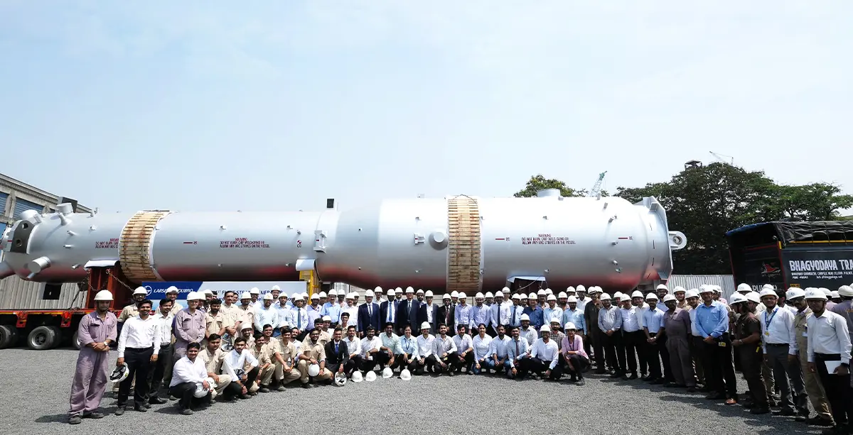 Senior officials of Nuclear Power Corporation of India Ltd(NPCIL) and team L&T Heavy Engineering at flag-off ceremony