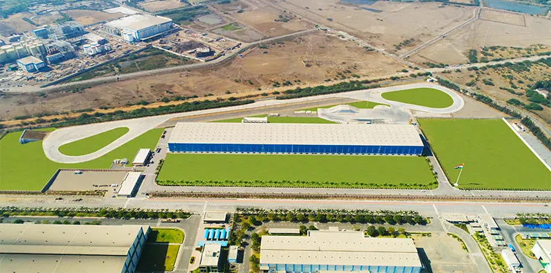 Bird’s eye view of L&T’s Armoured Systems Complex with a world-class mobility test track.